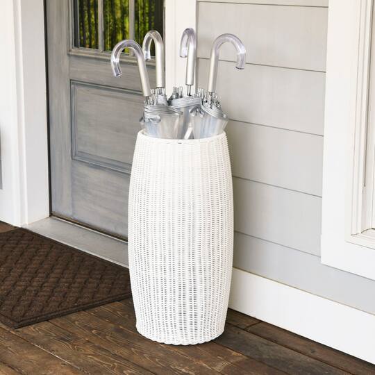 Household Essentials 24.5" White Woven Pedestal